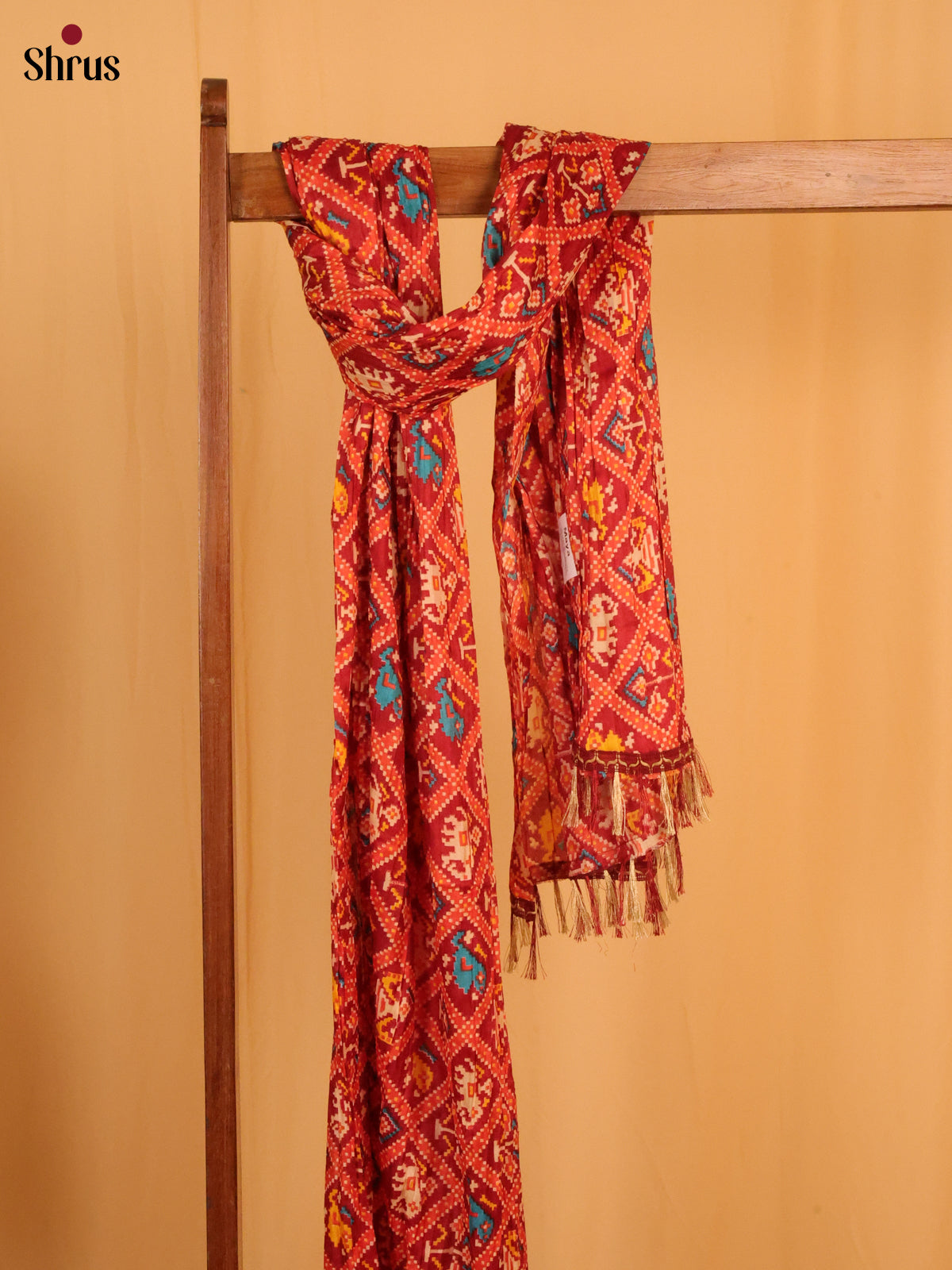 Maroon Patola Cotton Mix Dupatta