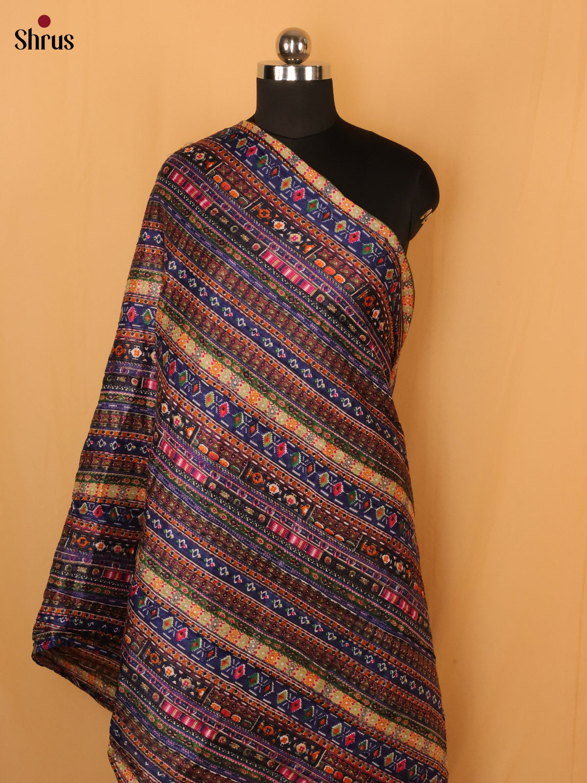 Blue Geometric Cotton Mix Dupatta