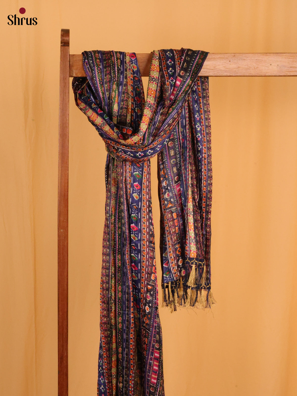 Blue Geometric Cotton Mix Dupatta