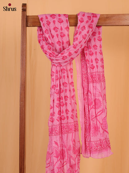 Pink Floral Print Cotton Dupatta