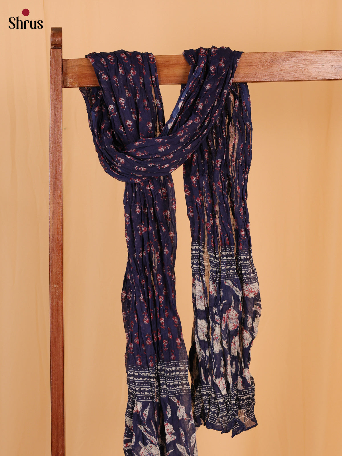 Blue Floral Print Cotton Dupatta