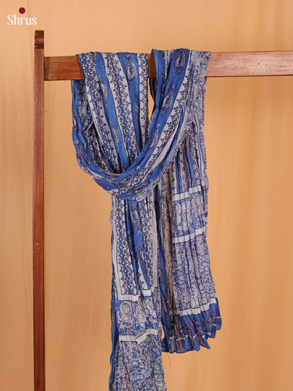 Blue Floral Print Cotton Dupatta