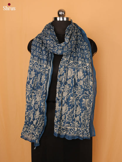 Blue Floral Print Cotton Dupatta