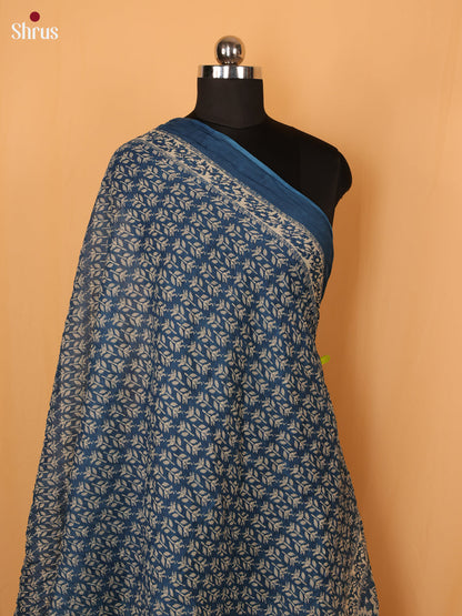 Blue Floral Print Cotton Dupatta