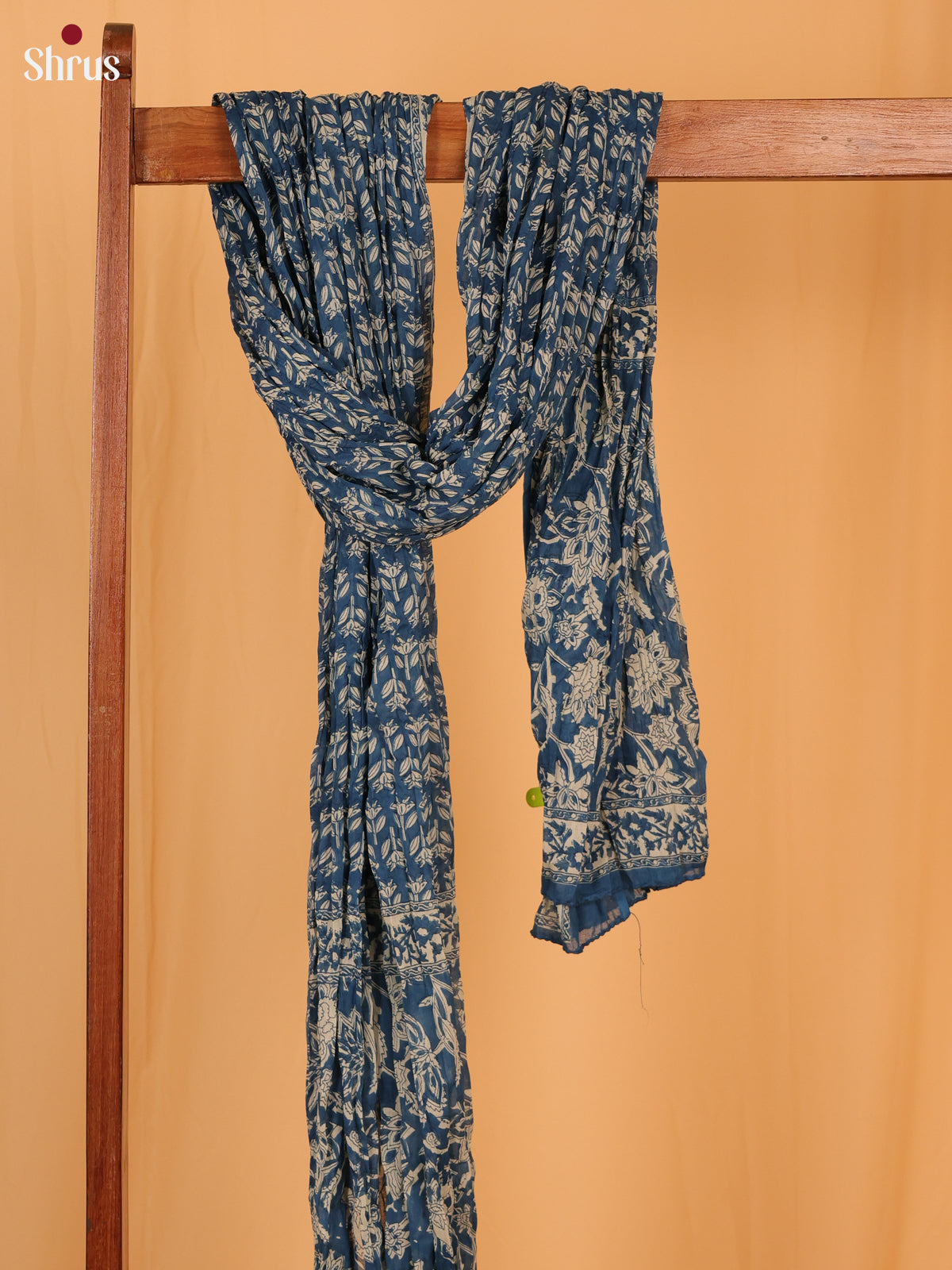 Blue Floral Print Cotton Dupatta