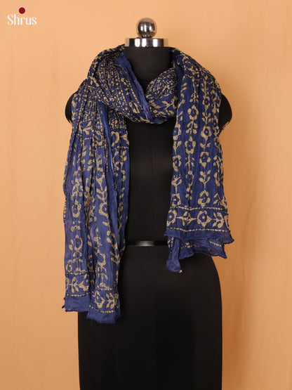 Blue Floral Print Cotton Dupatta