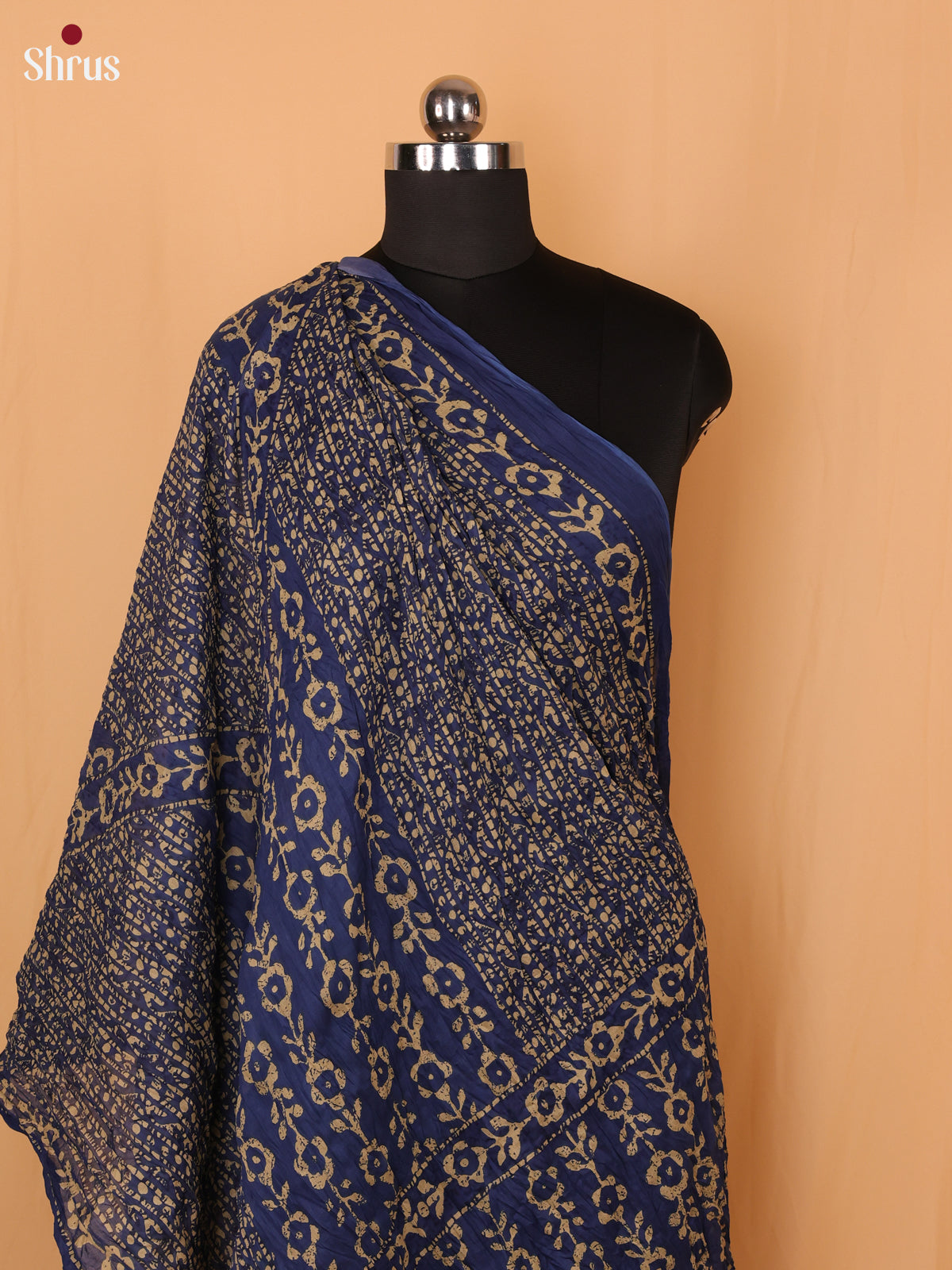 Blue Floral Print Cotton Dupatta