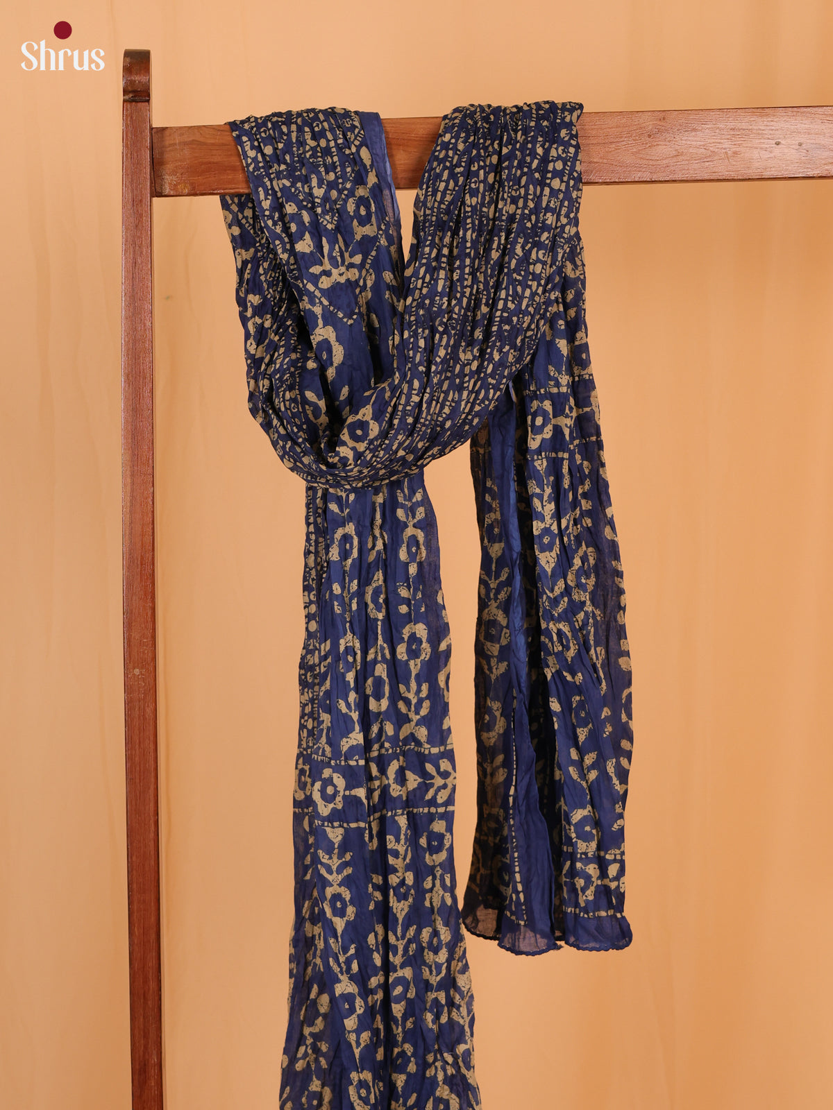 Blue Floral Print Cotton Dupatta