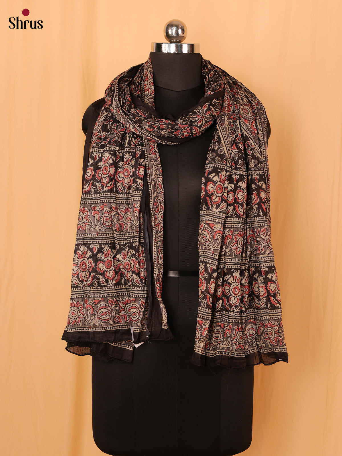 Black Ajrakh Print Cotton Dupatta