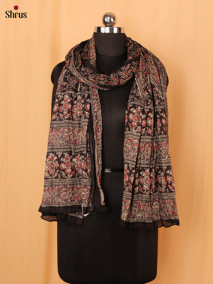 Black Ajrakh Print Cotton Dupatta
