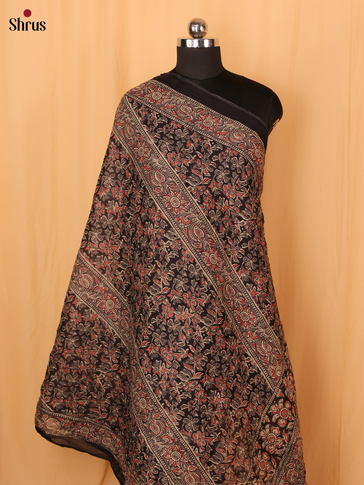 Black Ajrakh Print Cotton Dupatta