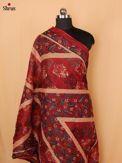 Maroon Floral Print Cotton Dupatta