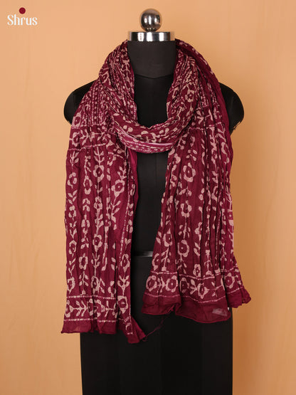 Magenta Floral Print Cotton Dupatta
