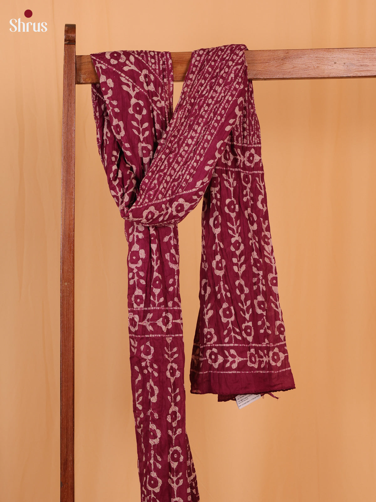 Magenta Floral Print Cotton Dupatta