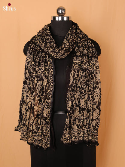 Black Floral Print Cotton Dupatta