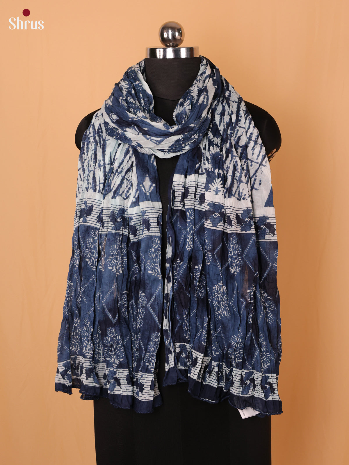 Black Floral Print Cotton Dupatta
