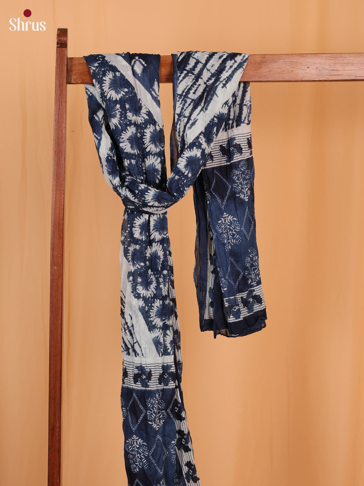 Black Floral Print Cotton Dupatta