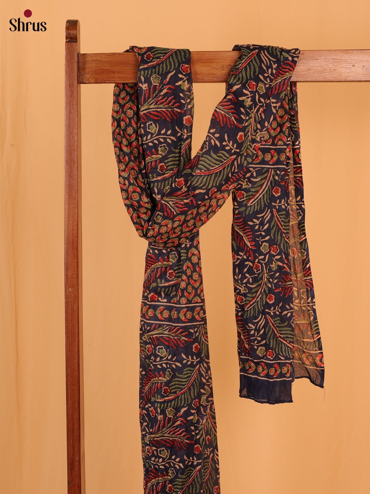 Blue Floral Print Cotton Dupatta