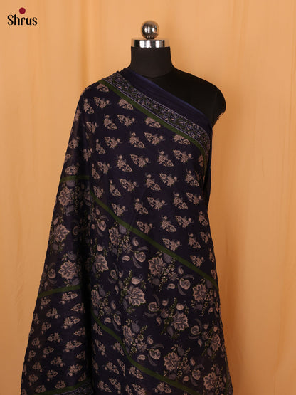 Blue Floral Print Cotton Dupatta