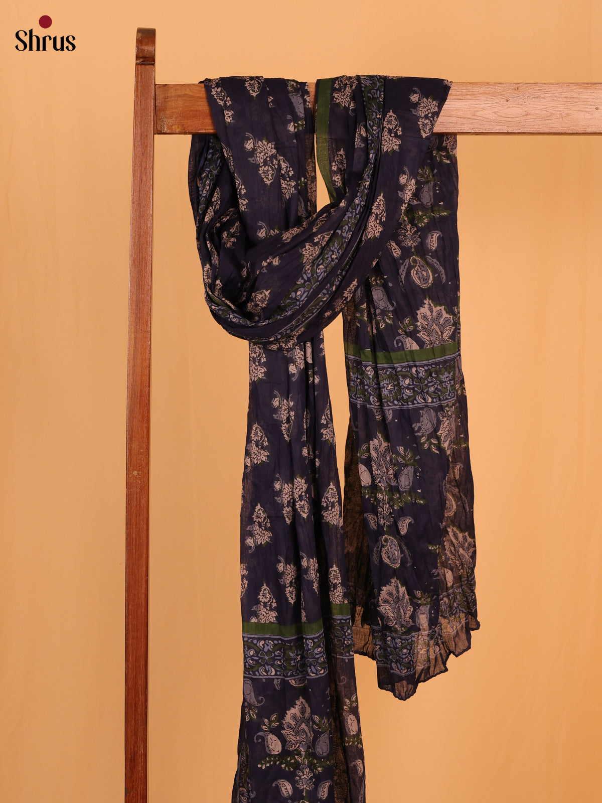 Blue Floral Print Cotton Dupatta
