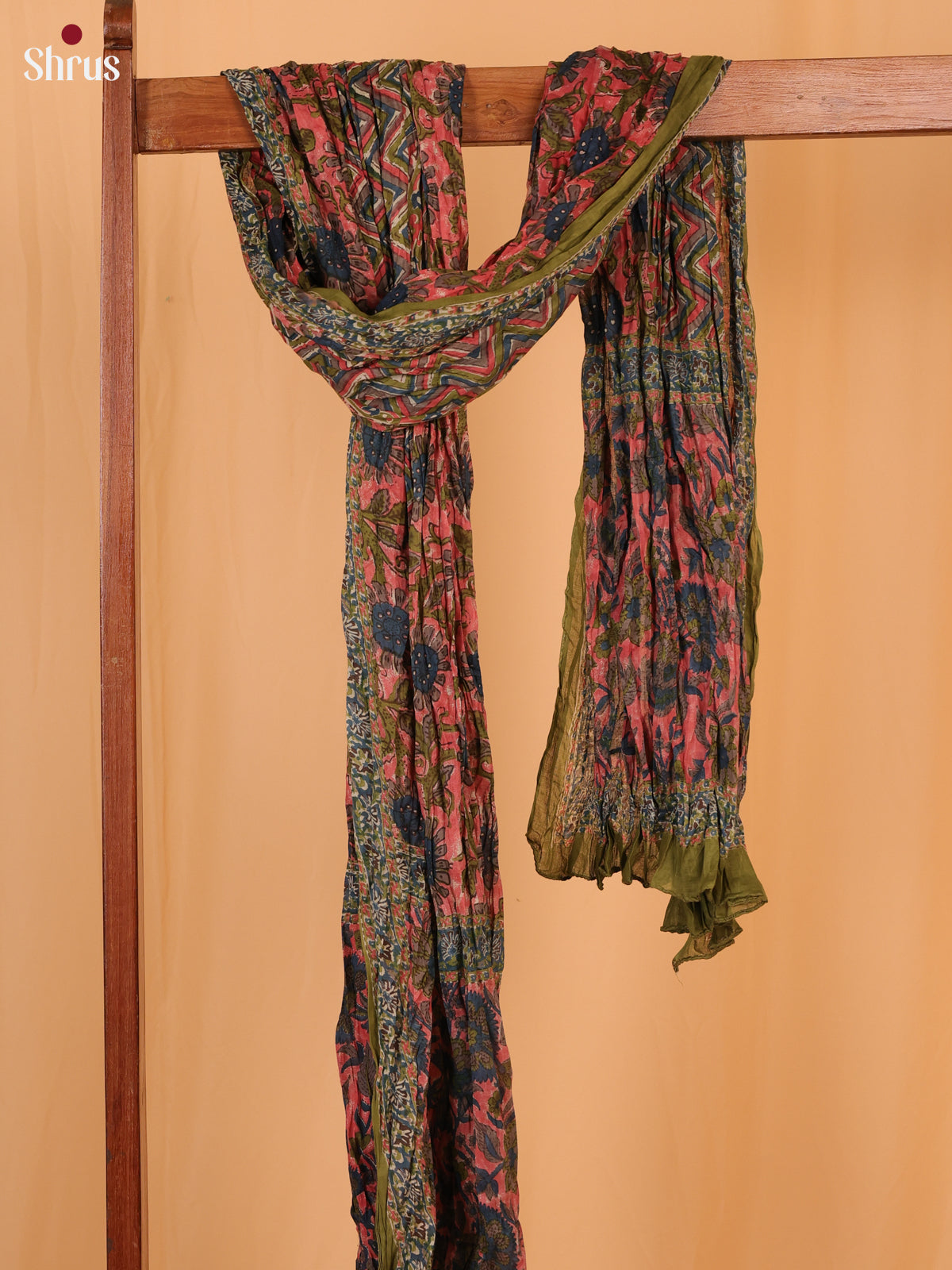 Pink Floral Print Cotton Dupatta