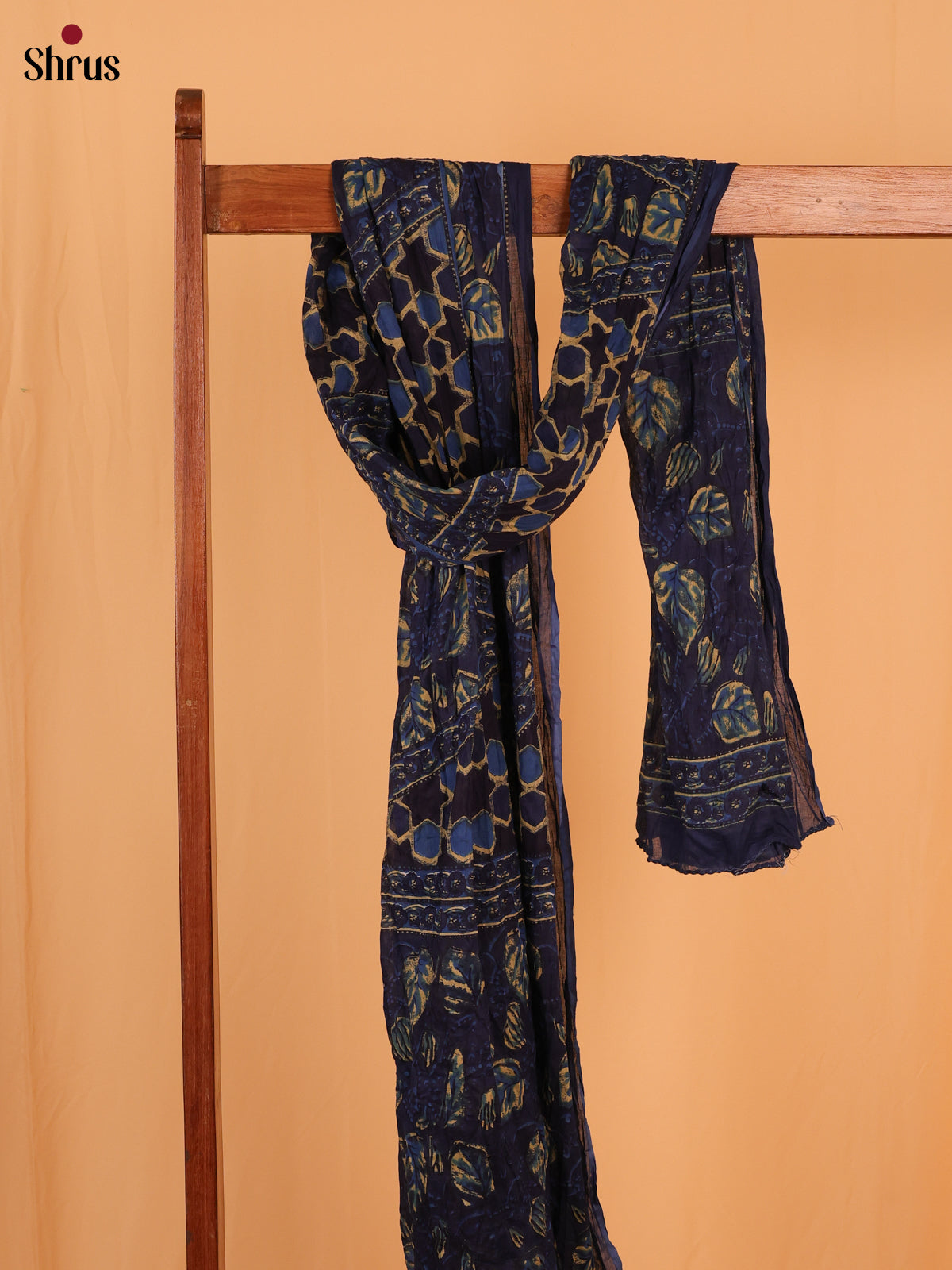 Blue Floral Print Cotton Dupatta
