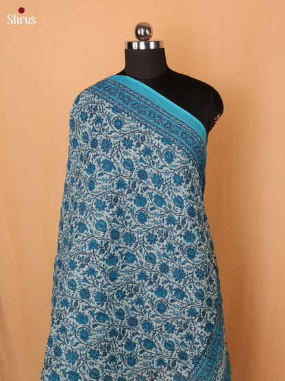 Blue Floral Print Cotton Dupatta