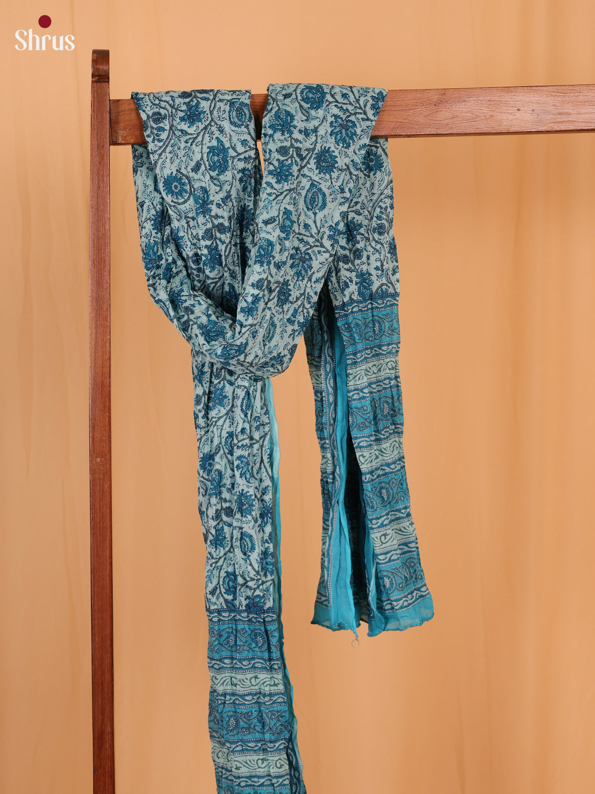 Blue Floral Print Cotton Dupatta
