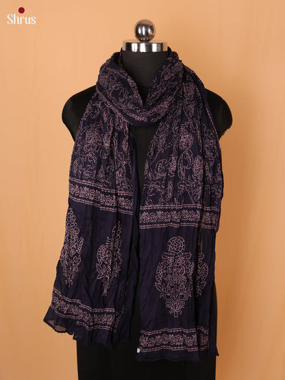 Blue Floral Print Cotton Dupatta