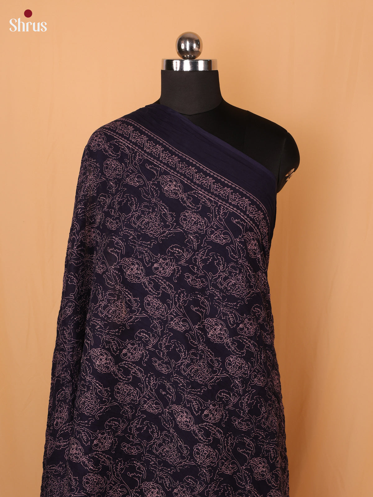 Blue Floral Print Cotton Dupatta