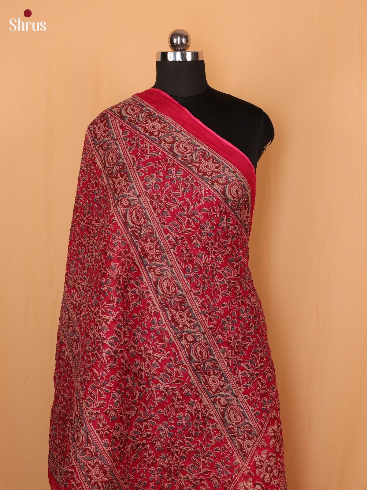 Pink Synthetic Cotton Dupatta