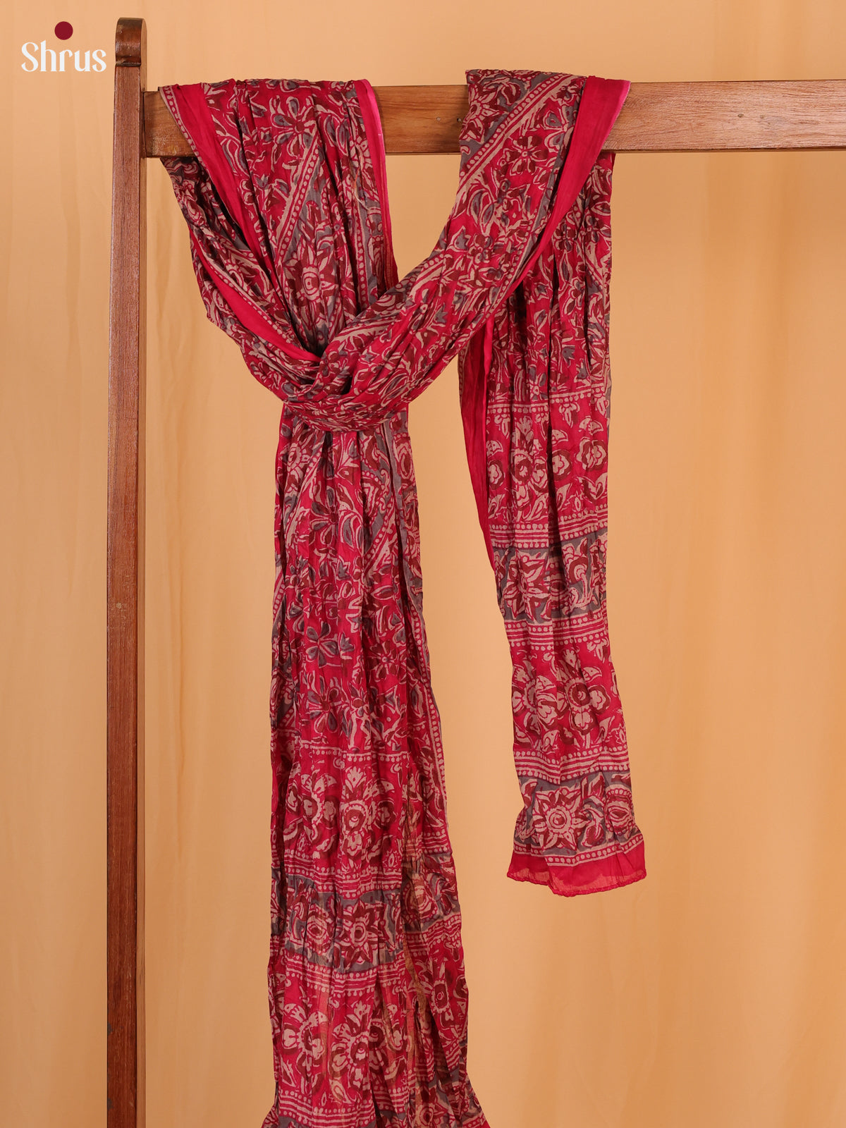 Pink Synthetic Cotton Dupatta