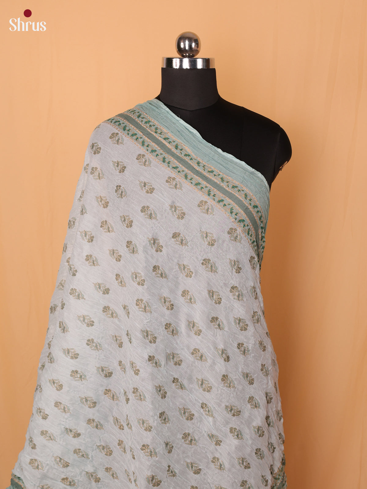 Blue Floral Print Cotton Dupatta