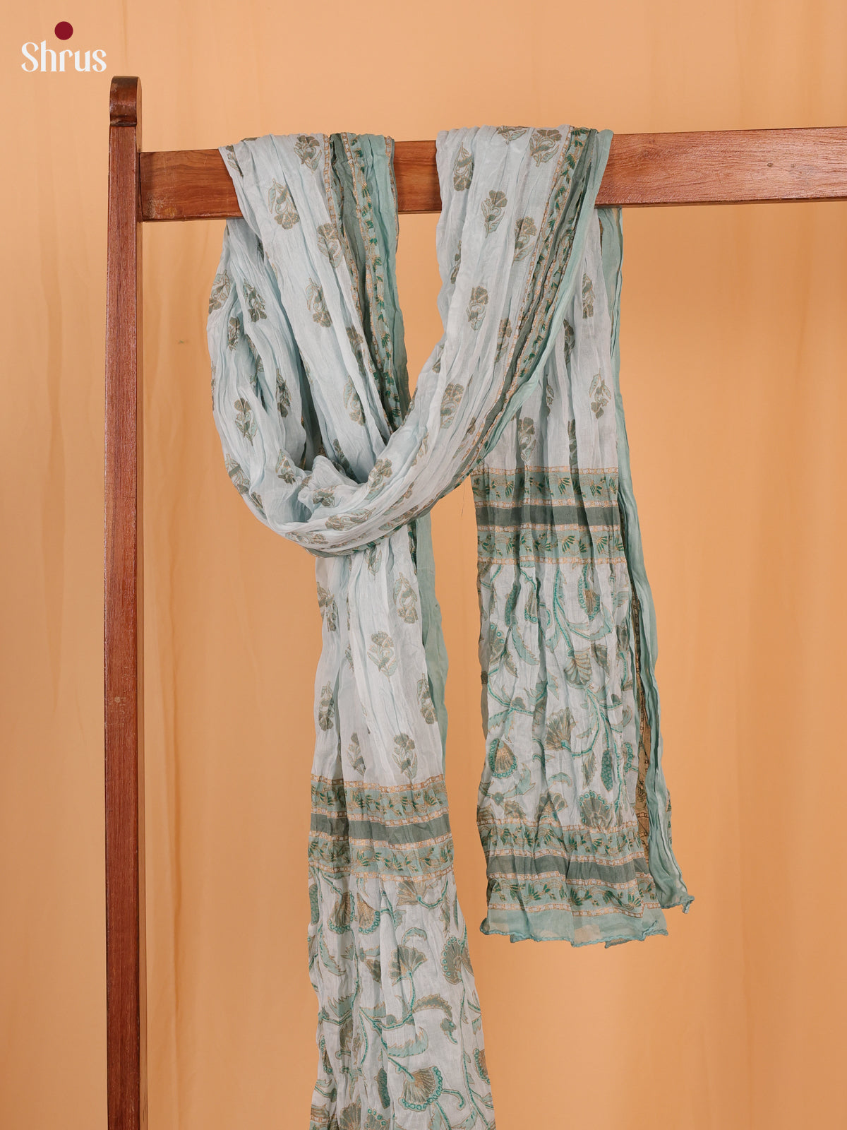 Blue Floral Print Cotton Dupatta