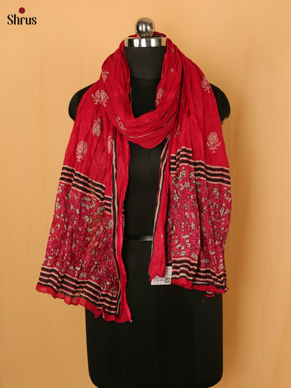 Pink Floral Print Cotton Dupatta