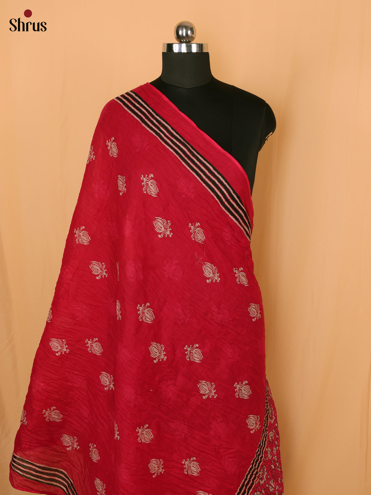 Pink Floral Print Cotton Dupatta