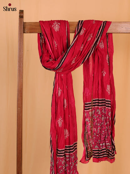 Pink Floral Print Cotton Dupatta