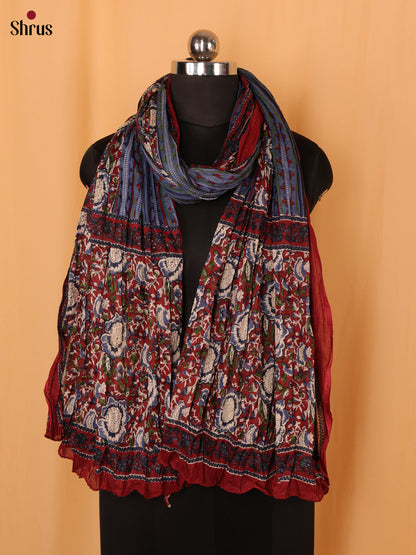 Maroon Floral Print Cotton Dupatta