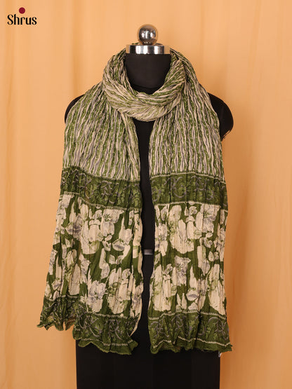 Green Floral Print Cotton Dupatta