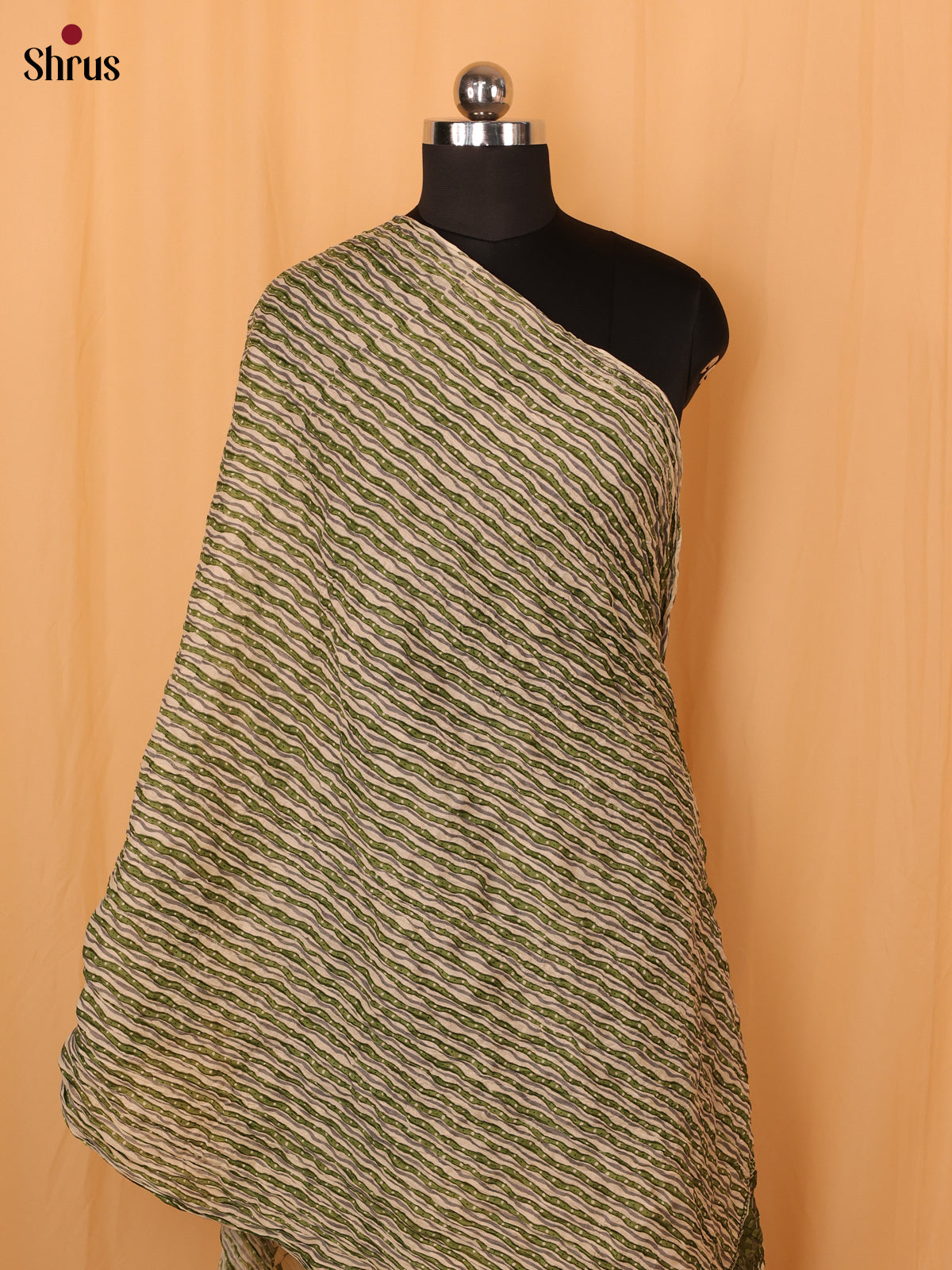 Green Floral Print Cotton Dupatta