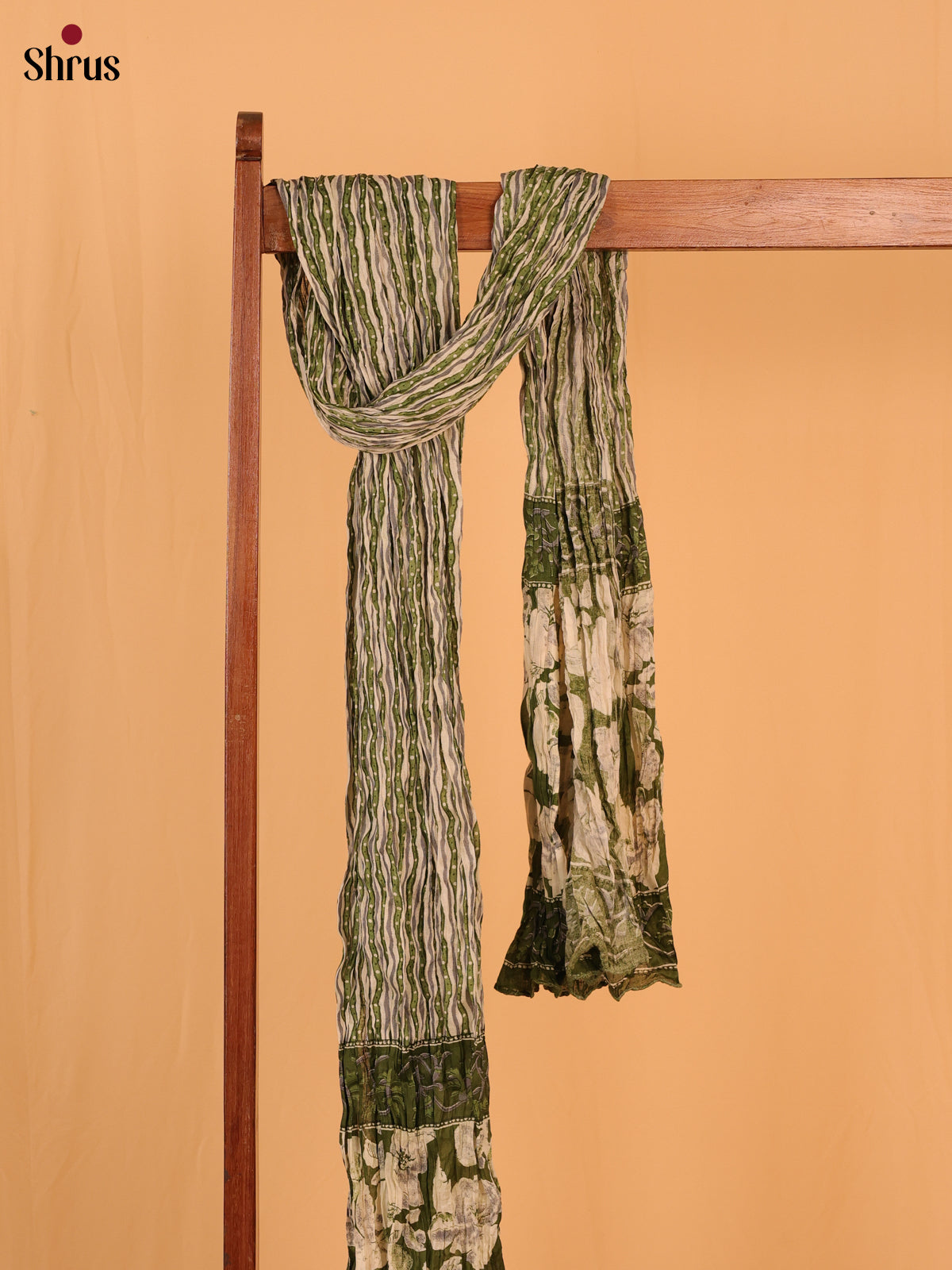 Green Floral Print Cotton Dupatta