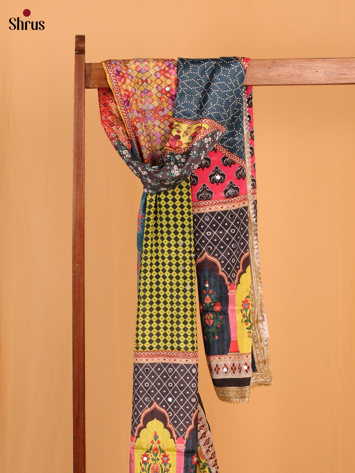 Multi Colour Floral Print Semi Dola Dupatta