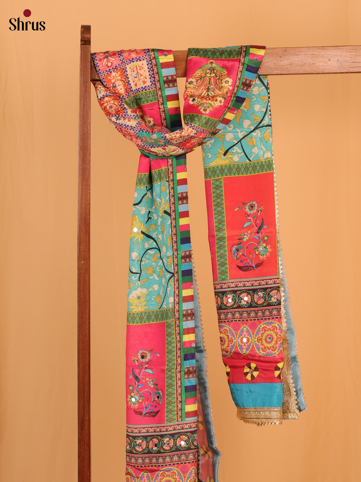Multi Colour Floral Print Semi Dola Dupatta