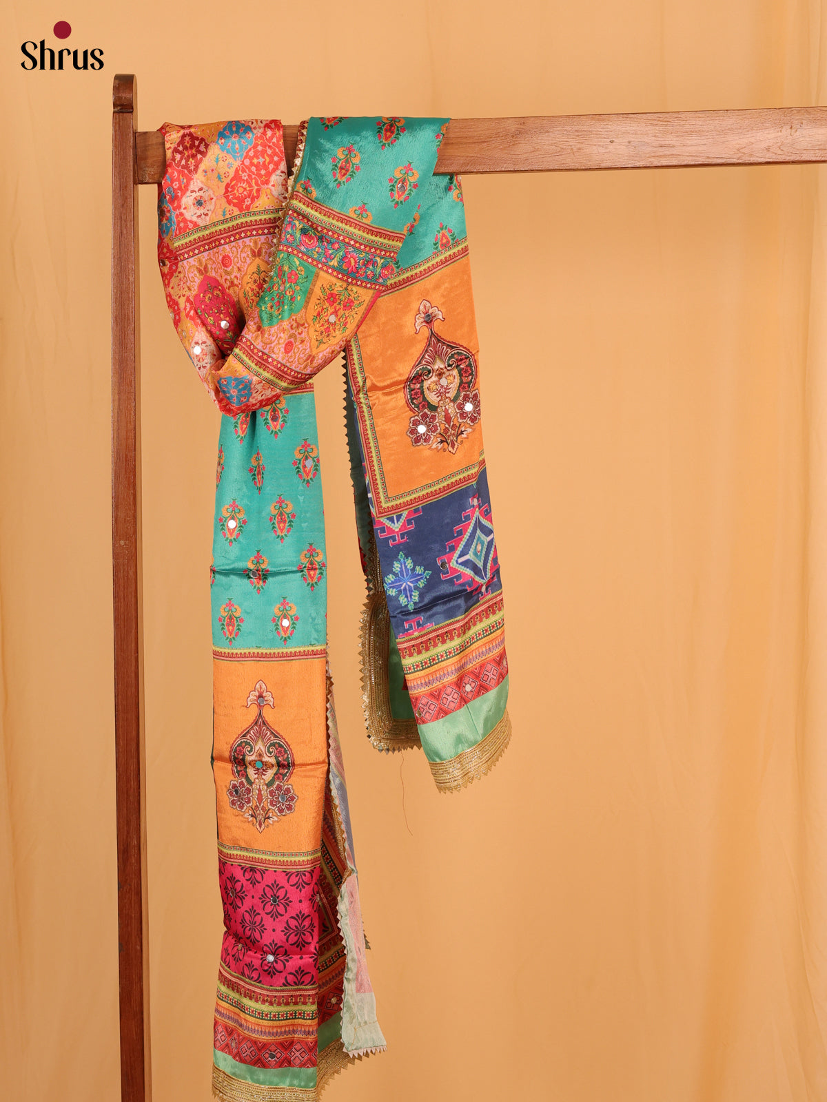 Multi Colour Floral Print Semi Dola Dupatta