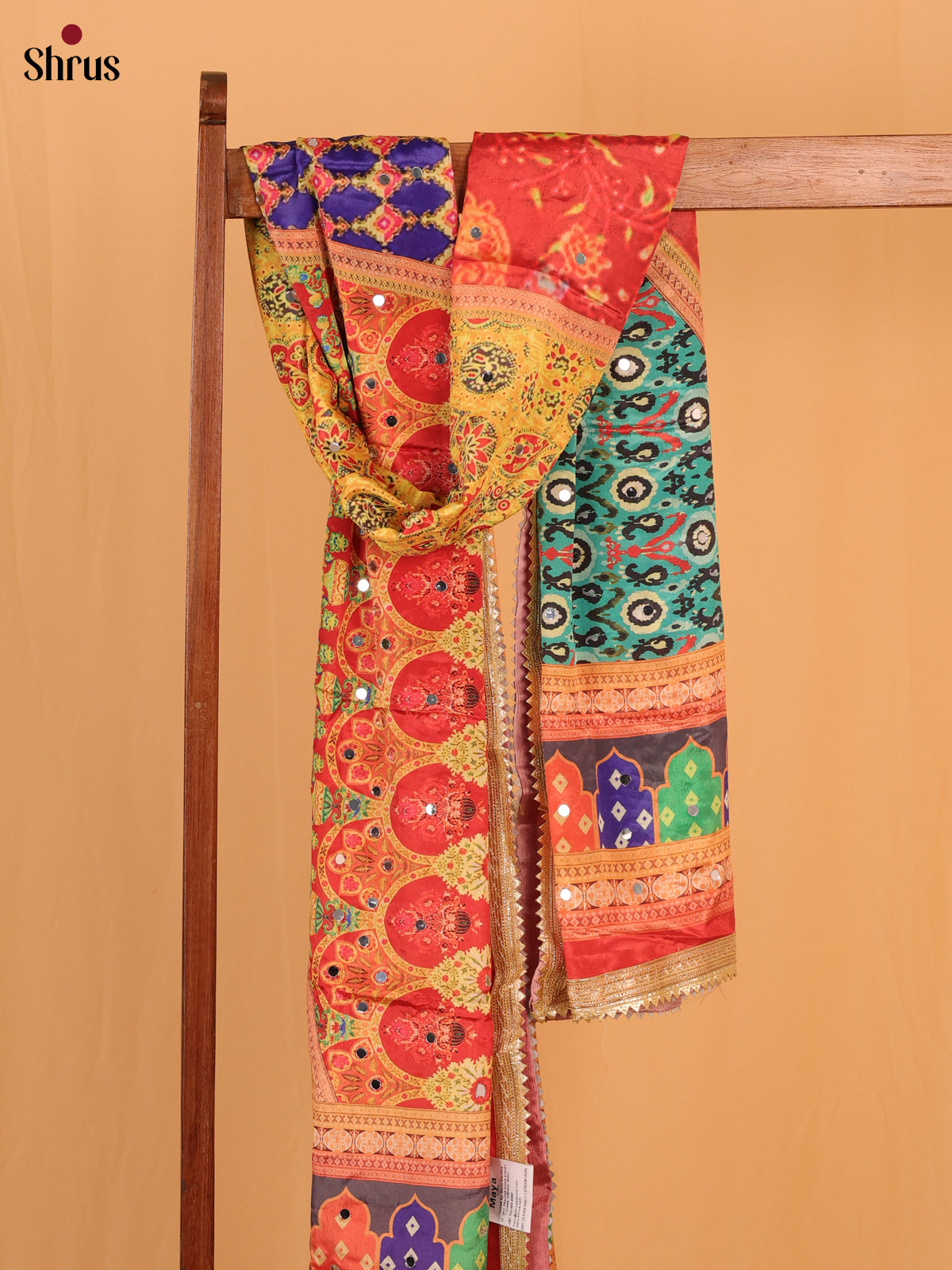 Multi Colour Floral Print Semi Dola Dupatta