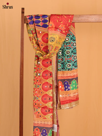 Multi Colour Floral Print Semi Dola Dupatta