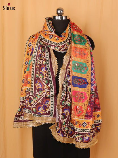 Multi Colour Floral Print Semi Dola Dupatta