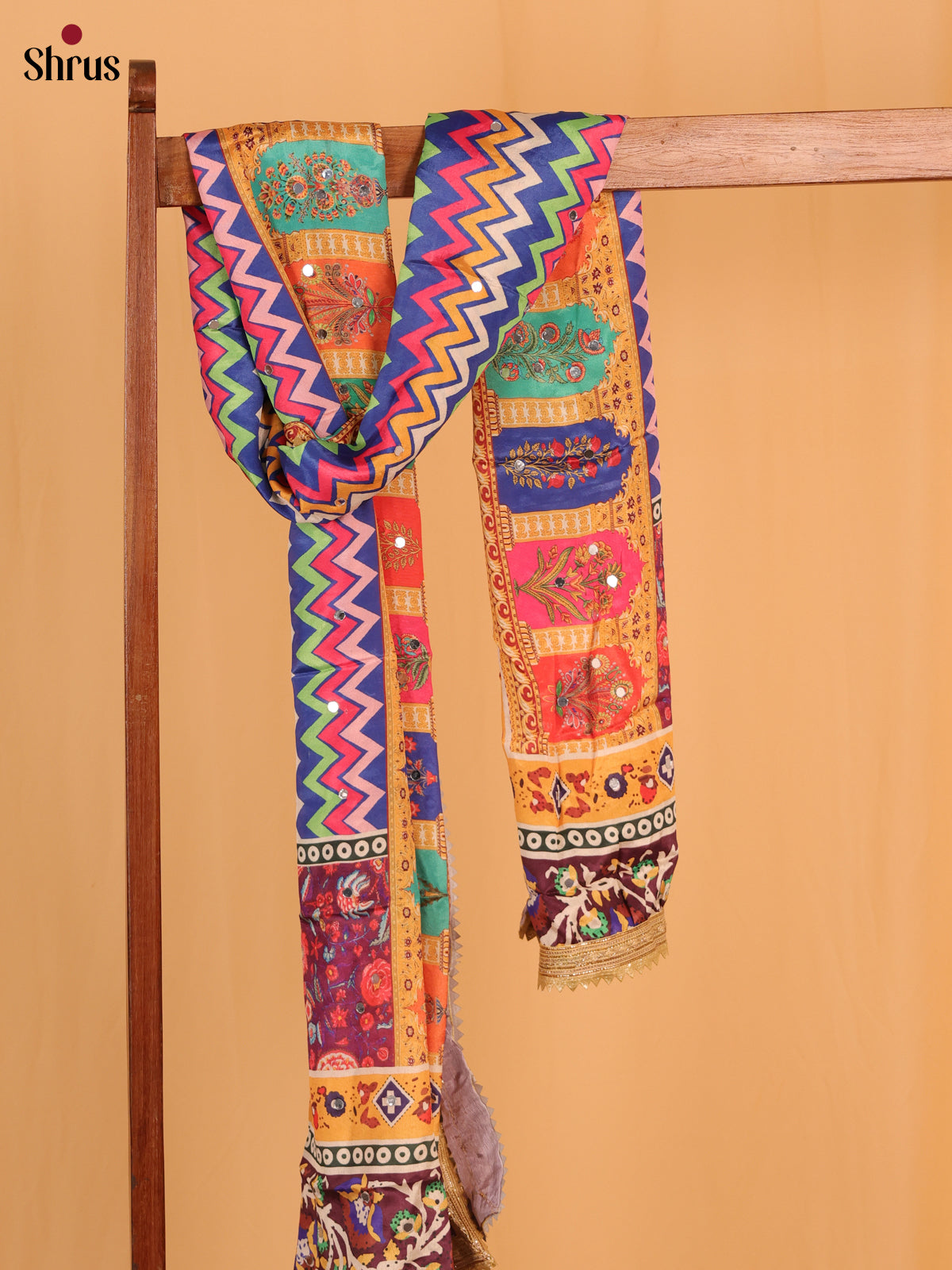 Multi Colour Floral Print Semi Dola Dupatta