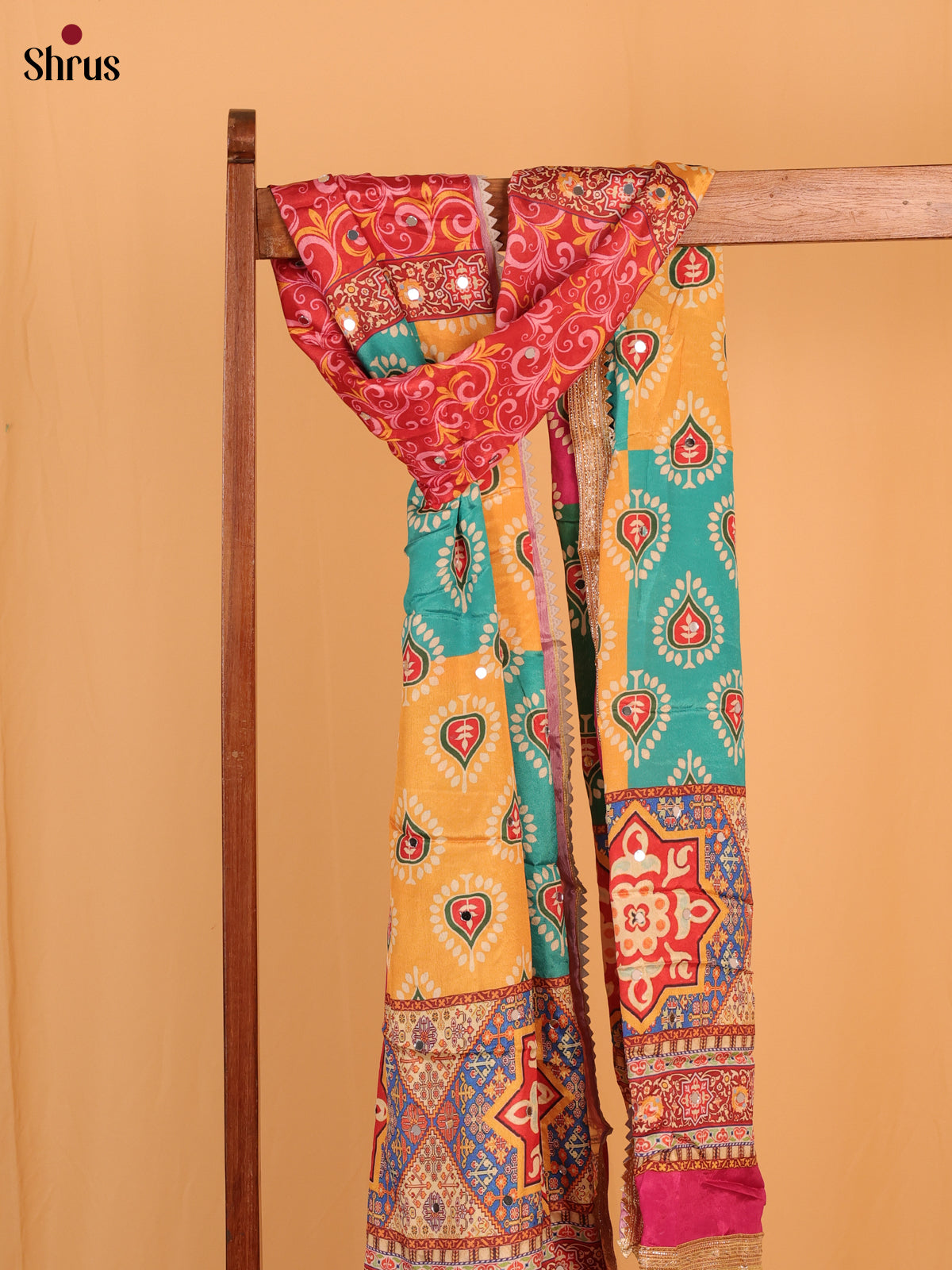 Multi Colour Floral Print Semi Dola Dupatta
