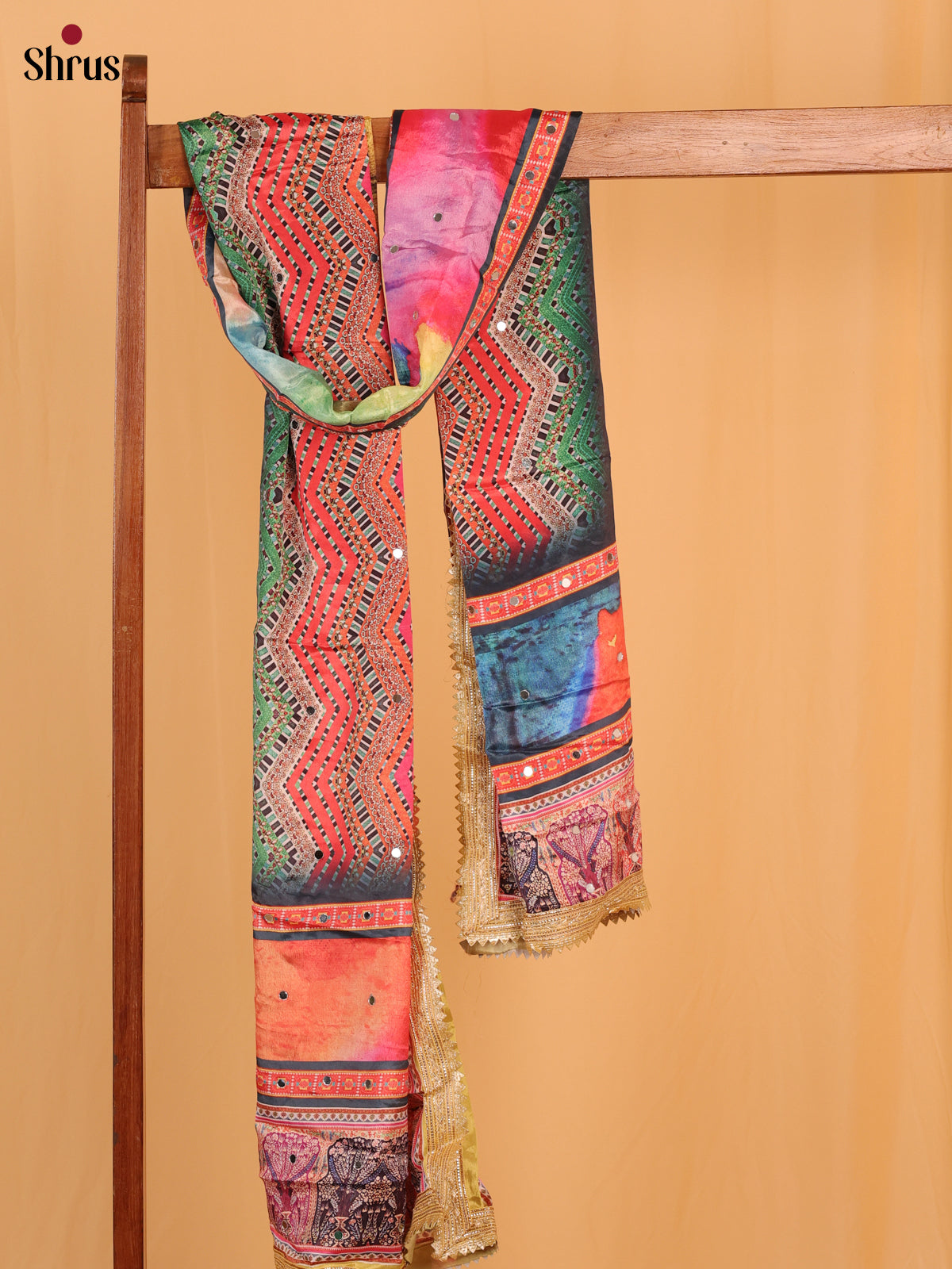 Multi Colour Floral Print Semi Dola Dupatta